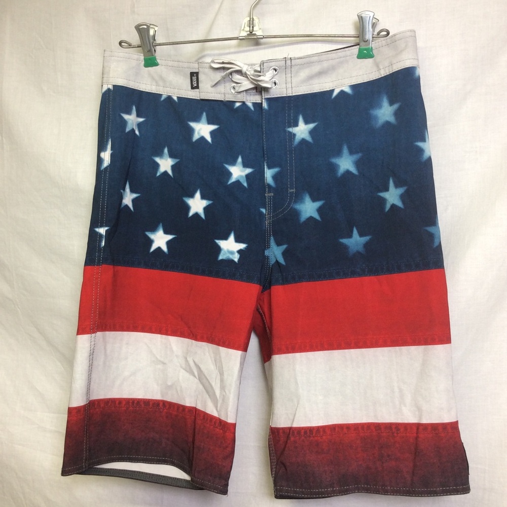 Vans Men's USA American Flag Boardshort Swim Trunks-Stars and Stripes Sz 29/18